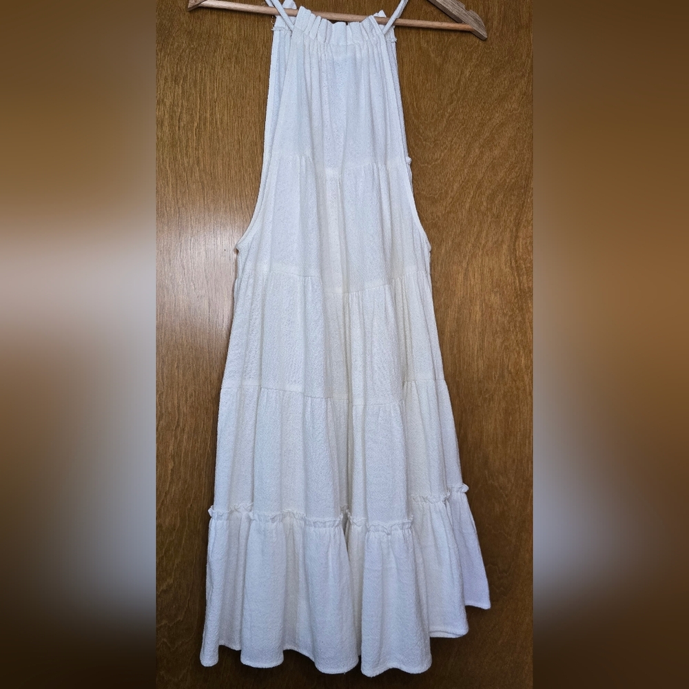 Free People Babydoll Gauze Tiered Halter Dress Small Oversized Sundress - Picture 10 of 14